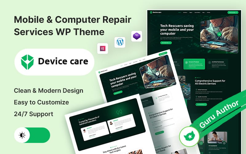 Dispositivo – Servizio di riparazione di dispositivi mobili e computer Elementor WordPress Theme