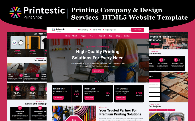 Printestic – HTML5-шаблон веб-сайту поліграфічної компанії та послуг дизайну