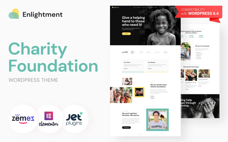 Enlightment - Charity Foundation的WordPress Elementor主题