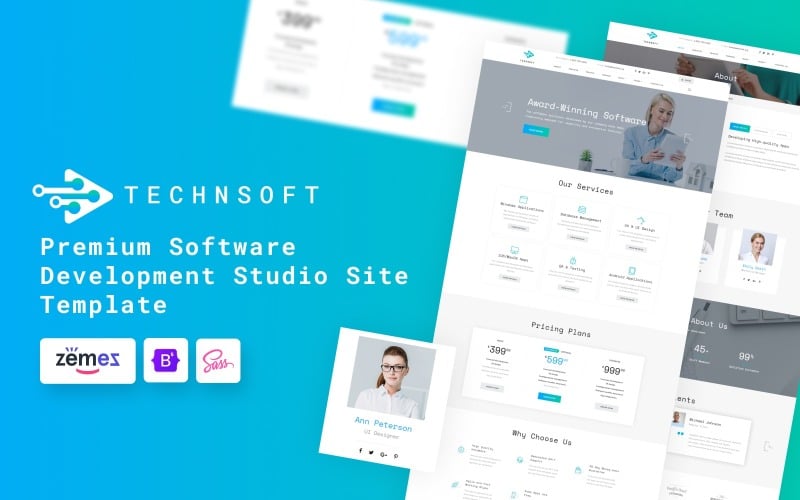 TechSoft - Website-Vorlage für Software Development Studio