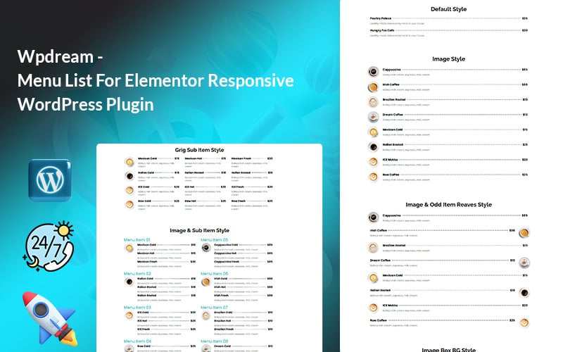 Wpdream - Lista menu dla Elementora Responsive WordPress Plugin