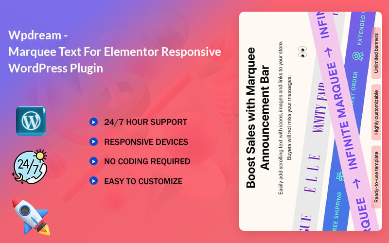 Wpdream - Tekst Marquee dla wtyczki Elementor WordPress