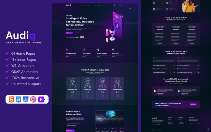 AudiQ - Voice AI Solutions HTML Template