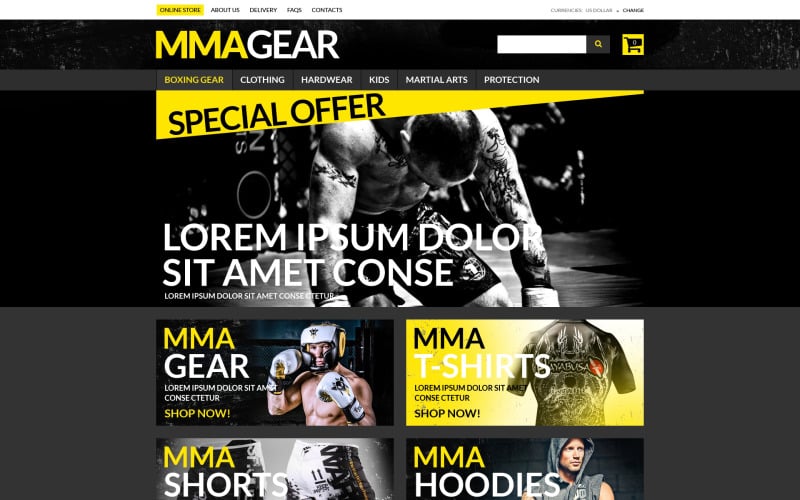 MMA Gear Store VirtueMart Şablonu