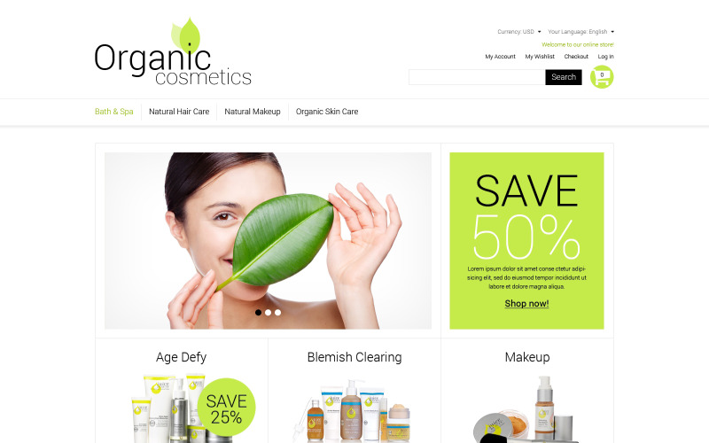 Organic Cosmetics 线上购物 Theme