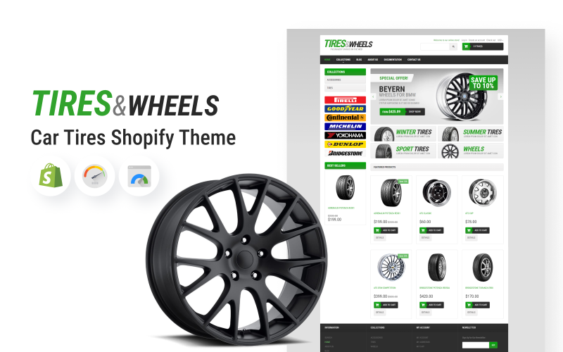 清洁汽车轮胎Shopify主题