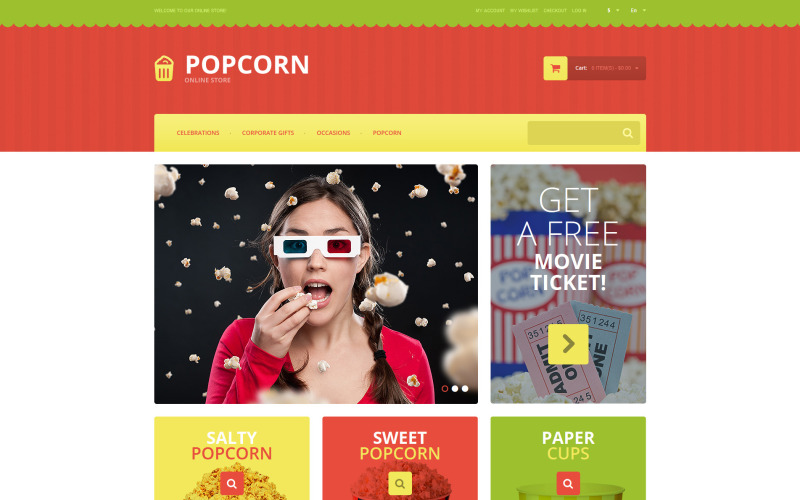 Leckeres Popcorn Magento Thema