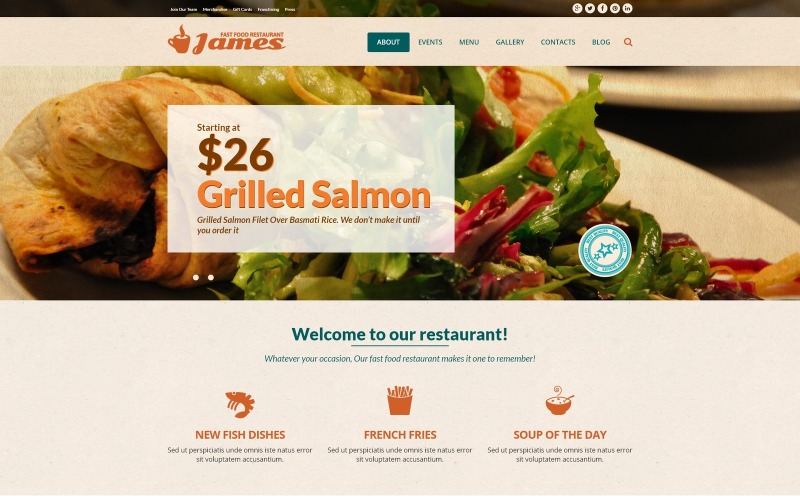 Ресторан швидкого харчування Joomla шаблон