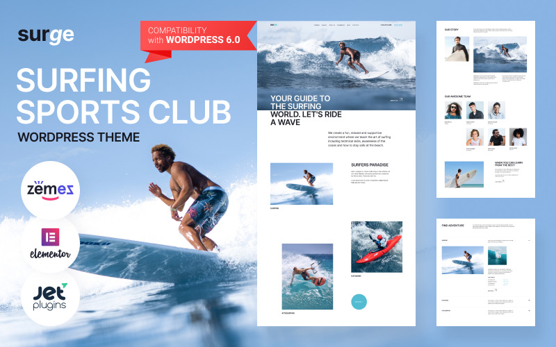 Surge - Surfing Sports Club WordPress-tema