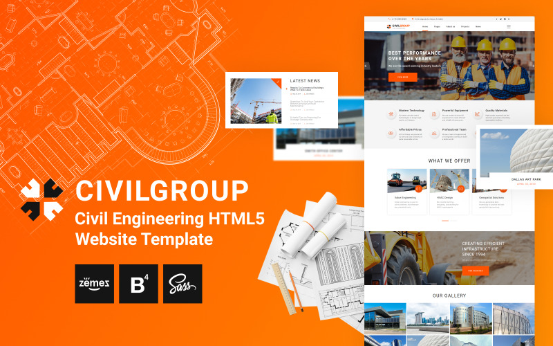 HTML5土木工程网站模板