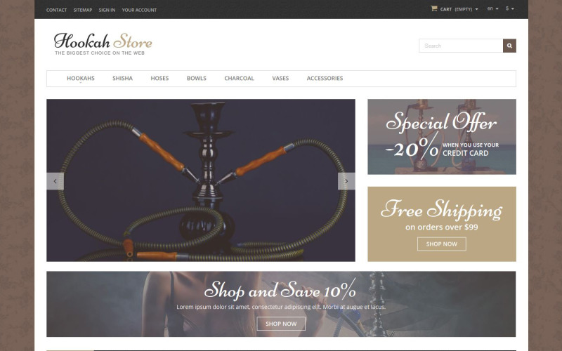 Thème PrestaShop pour Hookah Store