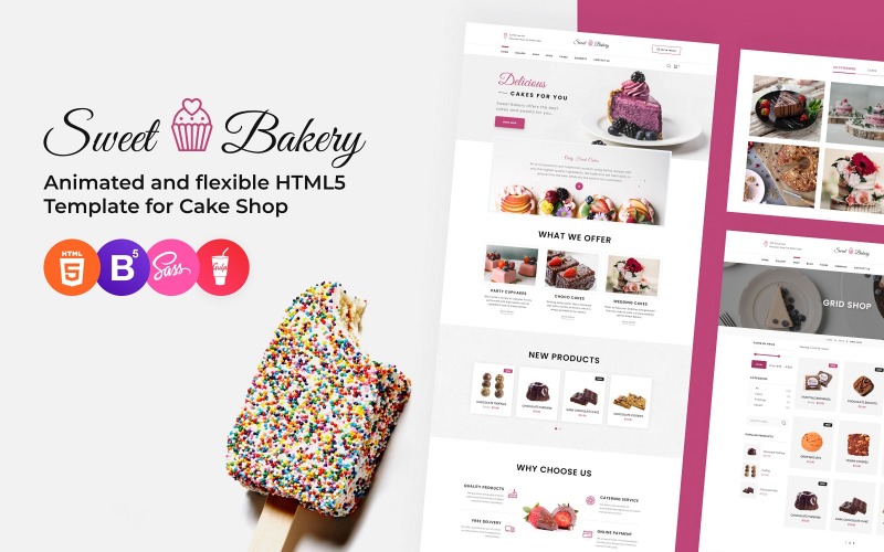 Sweet Bakery - Modello di sito Web Bootstrap 5 reattivo per pasticceria
