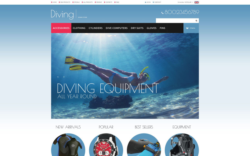 Diving Gear ZenCart sablon