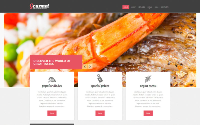 Responsieve Drupal-sjabloon voor Europees restaurant