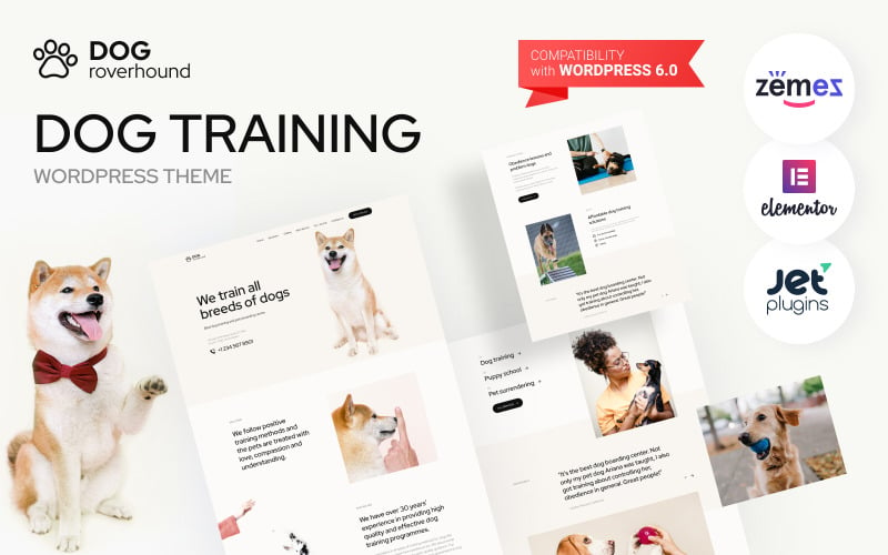 狗Roverhound -训练狗的WordPress主题