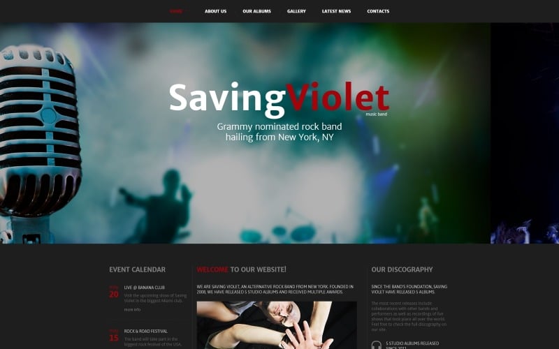 SavingViolet - modelo de site HTML5 responsivo de banda musical