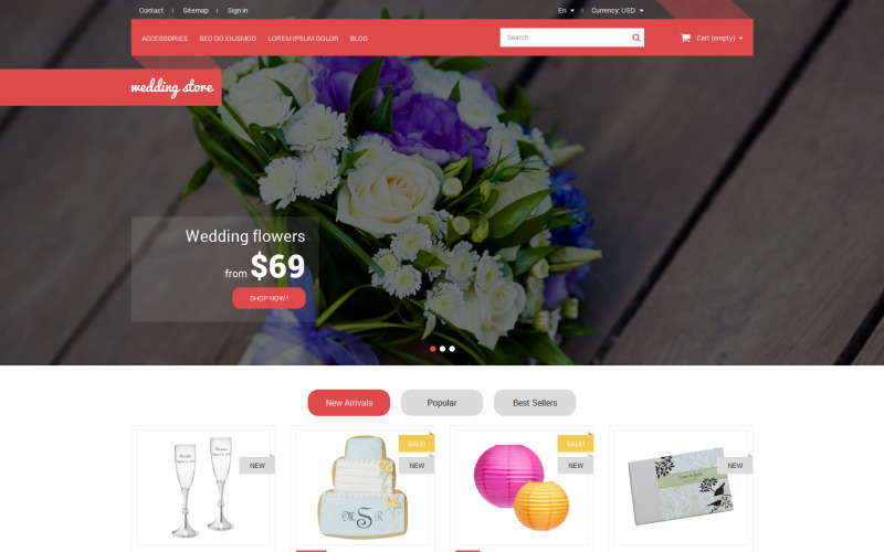 Tema essencial do PrestaShop para o dia do casamento