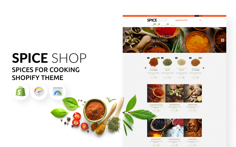 Koření pro vaření téma eCommerce Shopify