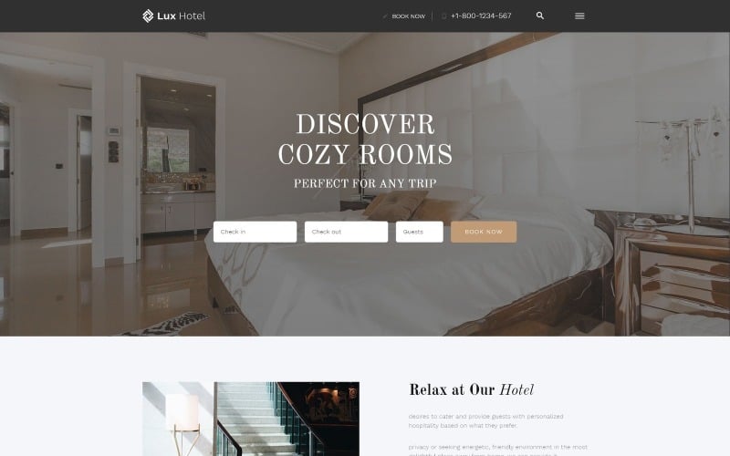 Lux Hotel - Hotel Multipage HTML5 网站 Template