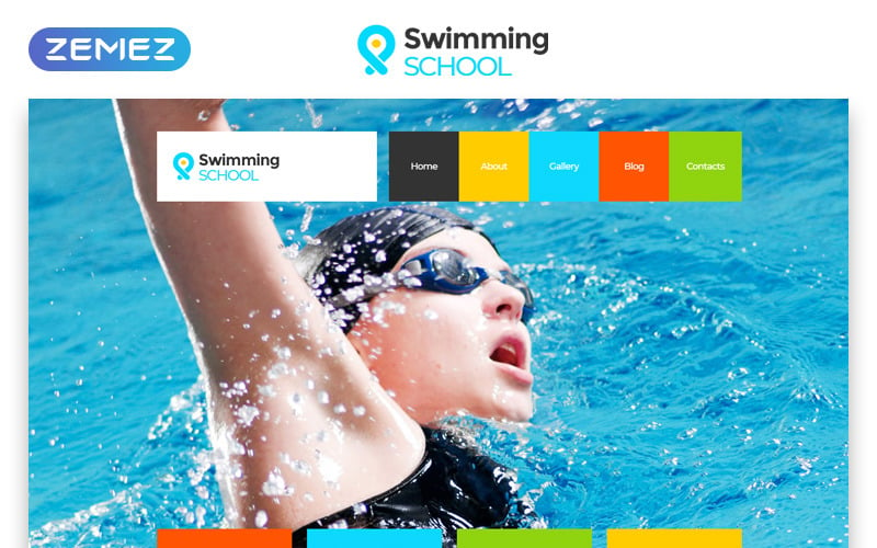 游泳学校清洁响应HTML5网站模板