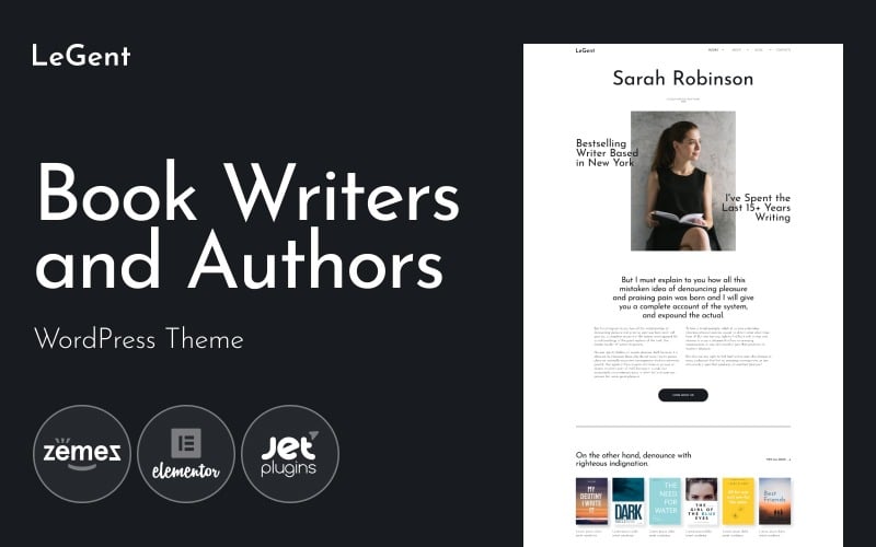 Efsane - Duyarlı Kitap Yazarları ve Yazarlar WordPress Teması