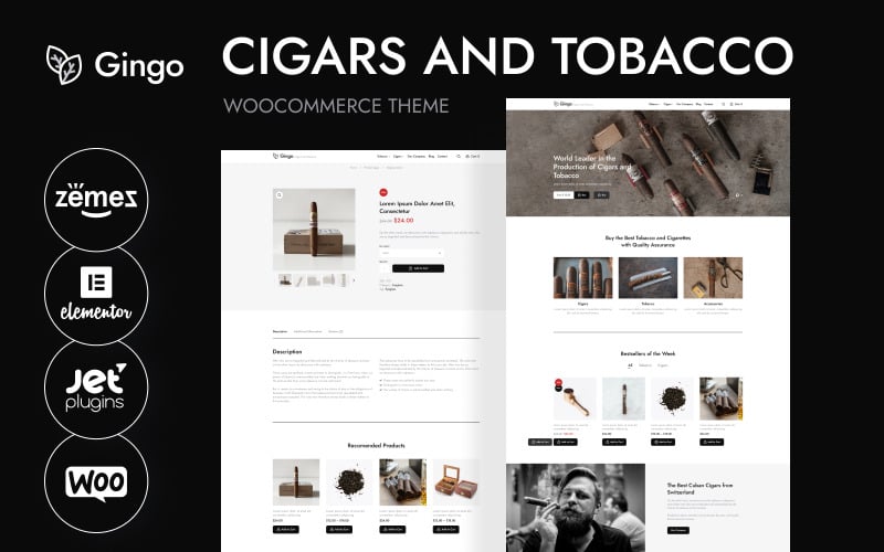 Gingo -香烟和烟草的WordPress主题