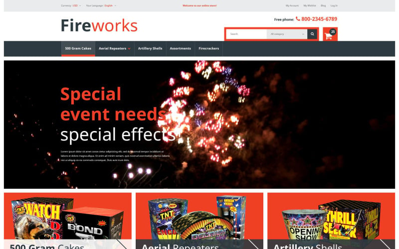 Tema Magento di Fireworks Store