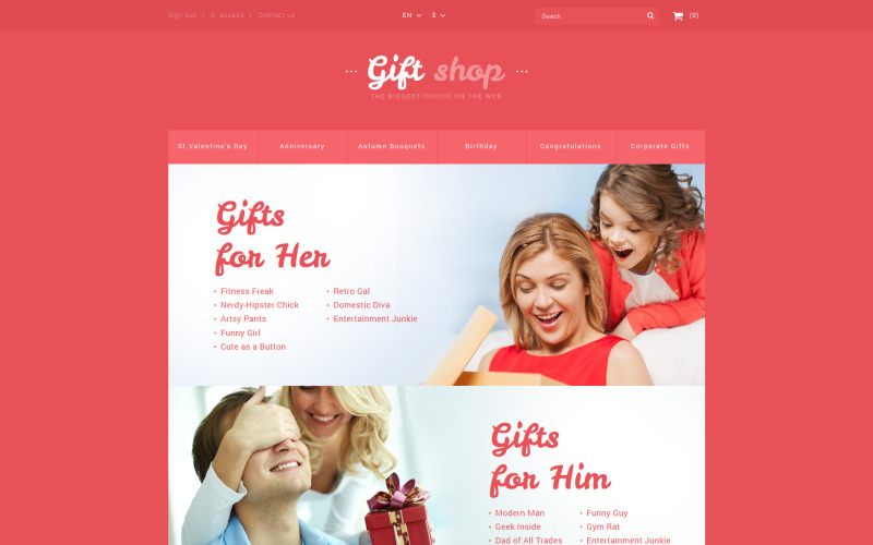 Online-presentbutik PrestaShop-tema