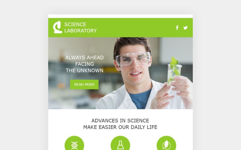 Responsive Newsletter-Vorlage für das Science Lab