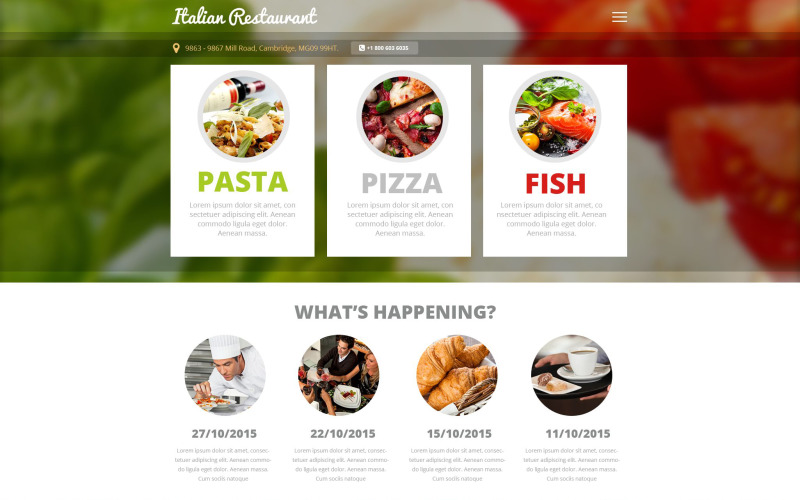 Responsive Website-Vorlage für italienisches Restaurant