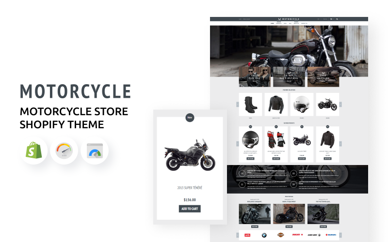 电子商务摩托车和自行车商店的Shopify主题
