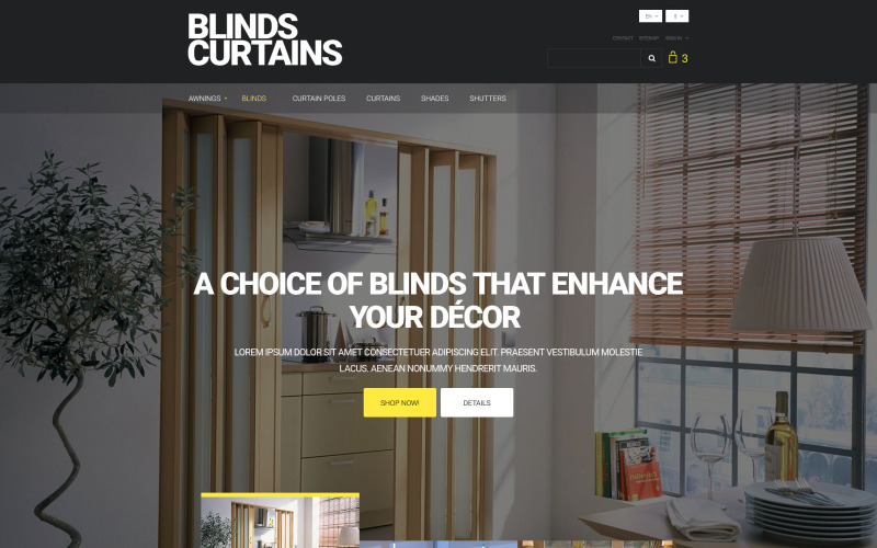 Persienner och gardiner PrestaShop-tema