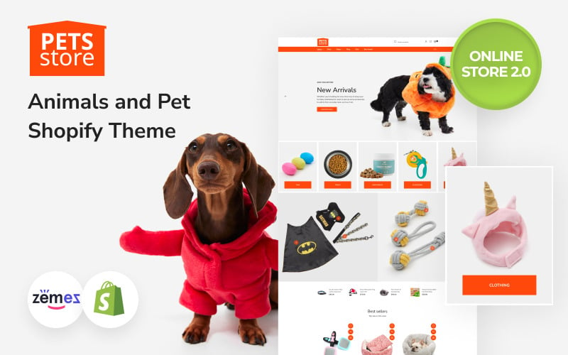 Zvířata a Pet Shop reagující online obchod.0 Téma Shopify