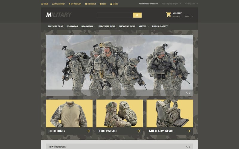 Militärbutik Magento-tema