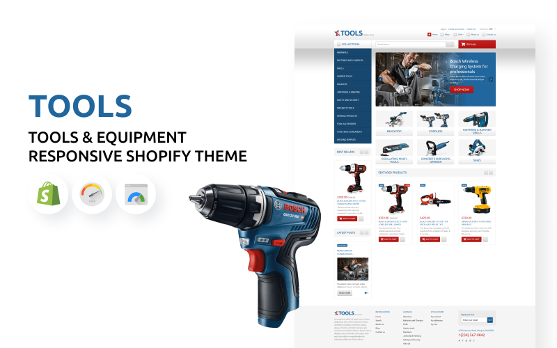 Responsives Shopify-Theme für Tools & Equipment Store