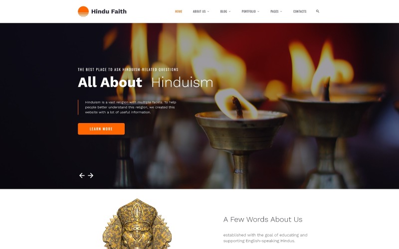 Hindu Faith - Modello di sito Web HTML moderno multipagina per l'induismo