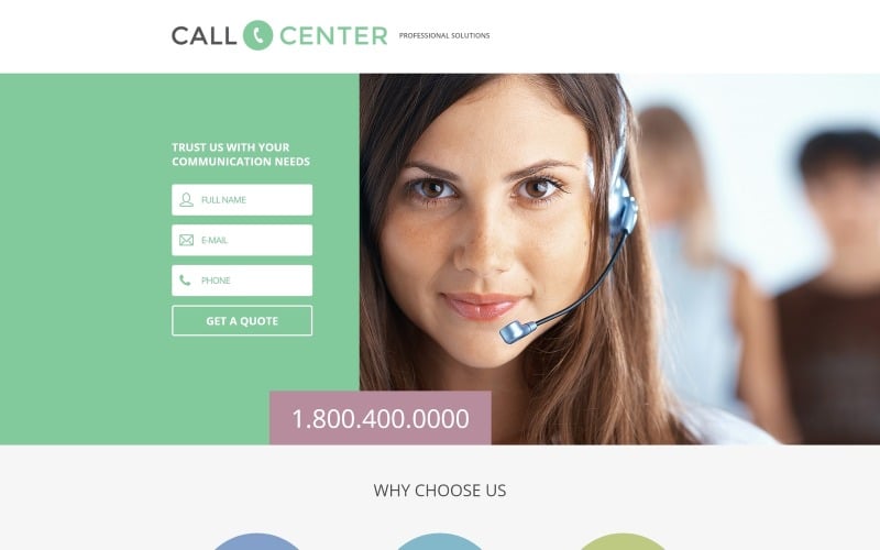 呼叫中心-商业现代HTML登陆页面模板