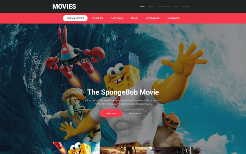 Modelo de site responsivo a filmes