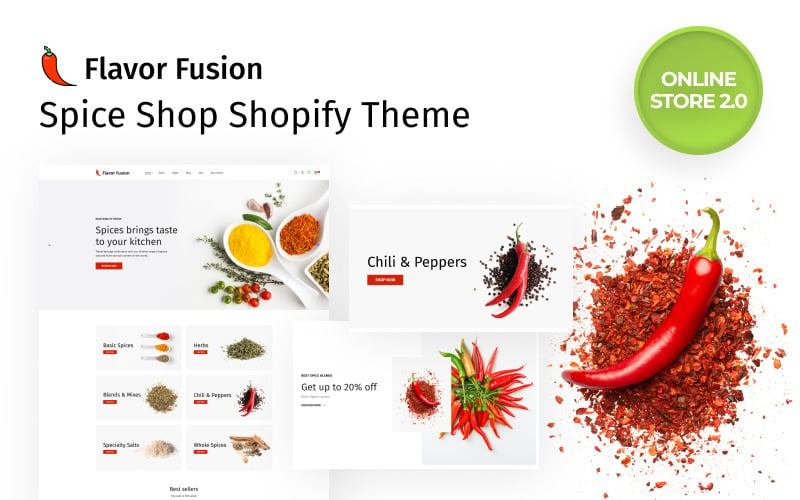 Flavour Fusion – адаптивна тема Shopify для інтернет-магазину Spice Shop 2.0