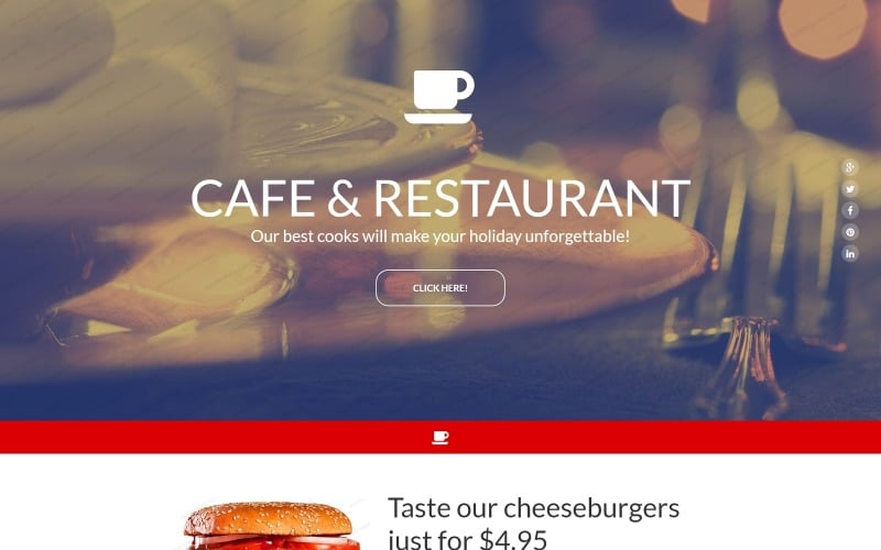 咖啡馆和餐厅响应式登陆页面模板