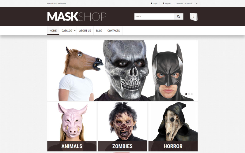 Griezelige maskers VirtueMart-sjabloon