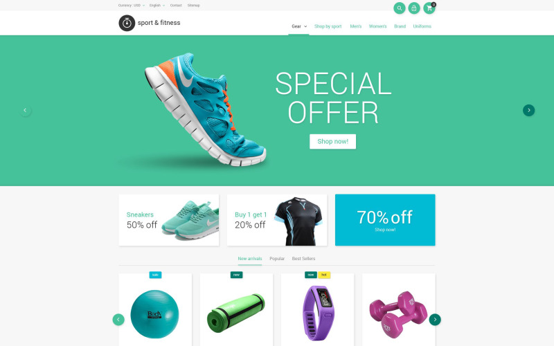 Tema PrestaShop per articoli sportivi