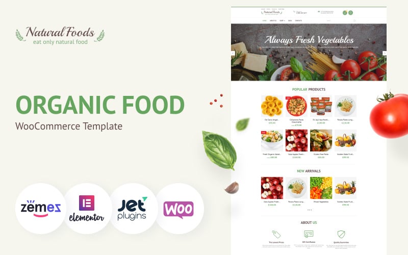 天然食品-网上商店的有机食品模型WooCommerce主题