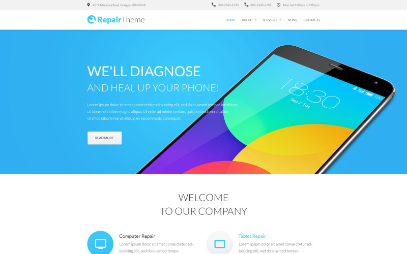 RepairTheme webhelysablon