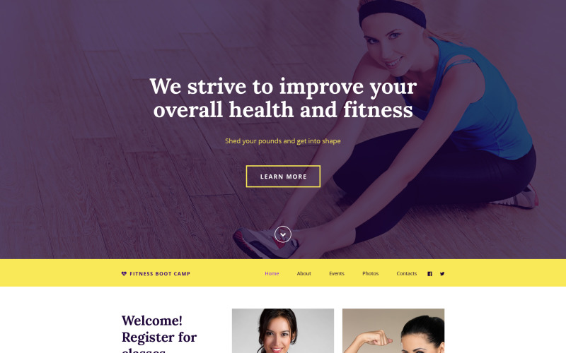 Szablon witryny sieci Web Fitness Boot Camp