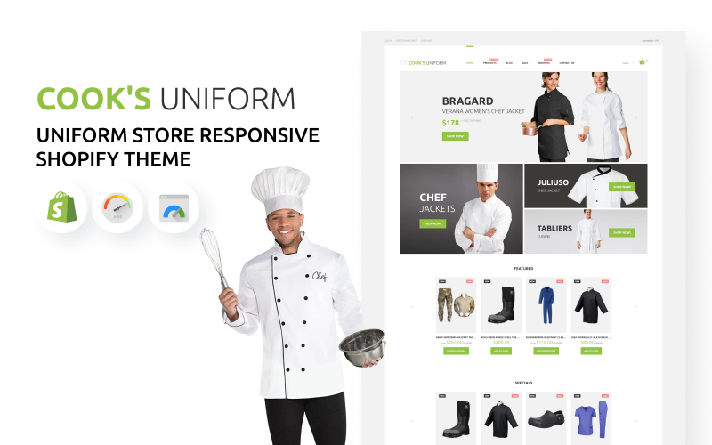 Tema Shopify reattivo per negozio uniforme