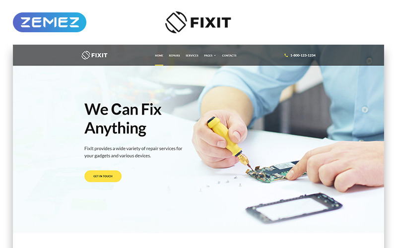 Fixit - Gadgetreparatieservices Schone HTML5-websitesjabloon met meerdere pagina's