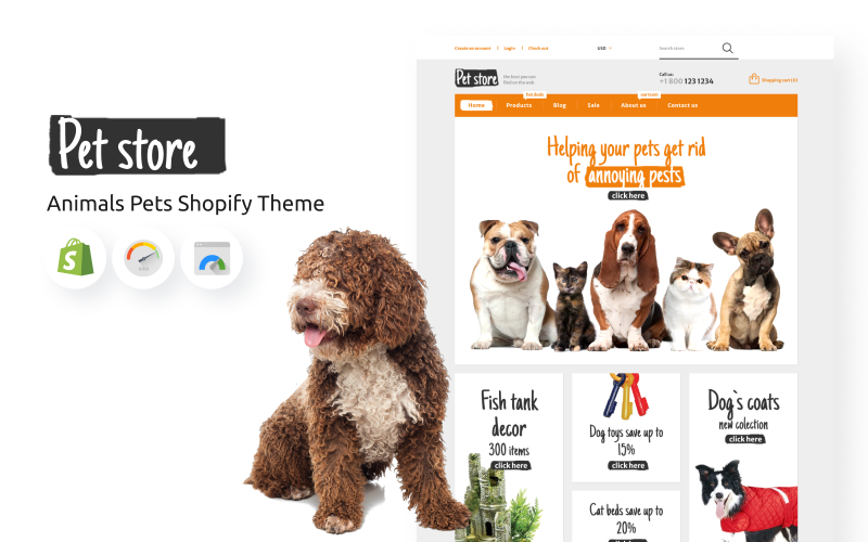 动物和宠物护理电子商务Shopify主题