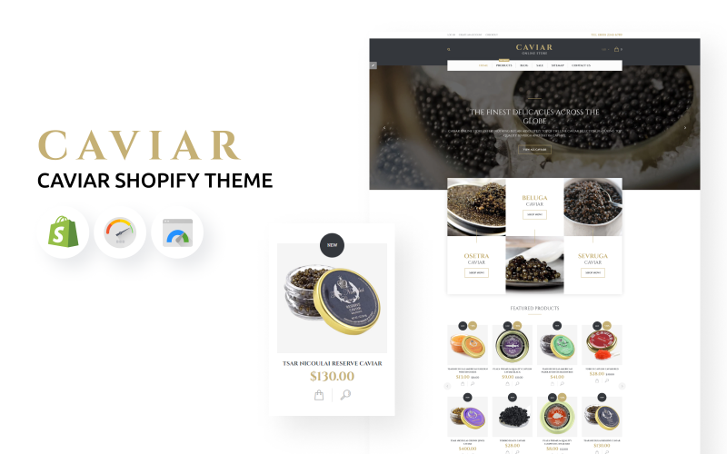 Tema Shopify per eCommerce caviale