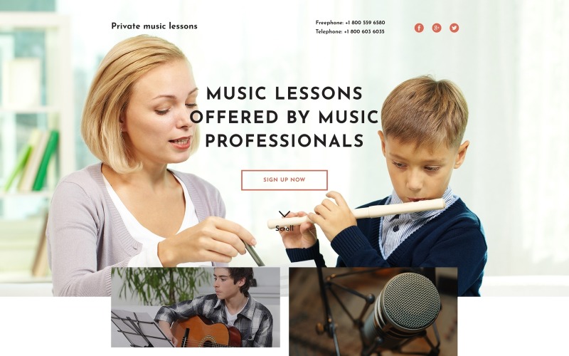 Modèle de page de destination réactive pour l'école de musique